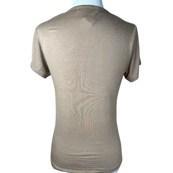 Eterne Fitted Crewneck Short Sleeve T-Shirt in Taupe Small New Womens Tee Top - Picture 8 of 13